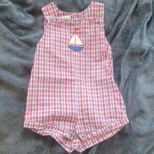 Petit Pomme Sailboat Plaid Vintage Onesie Size 24 Months